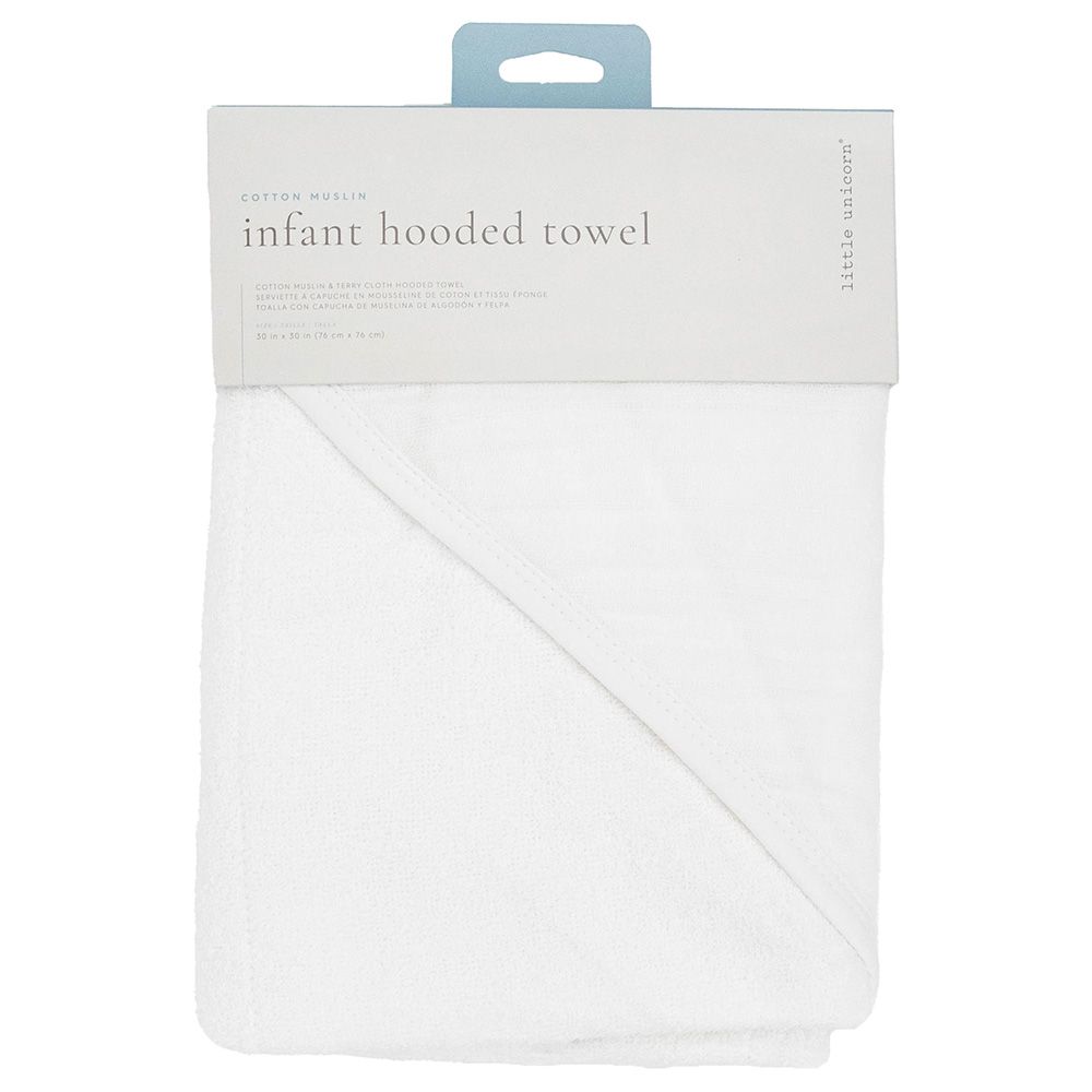 Little Unicorn - Infant Cotton Hooded Towel - White