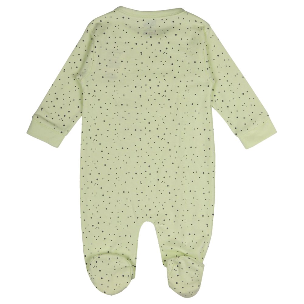 Babies Basic - 100% Cotton Long Sleeves Footed Sleepsuit - Light Green