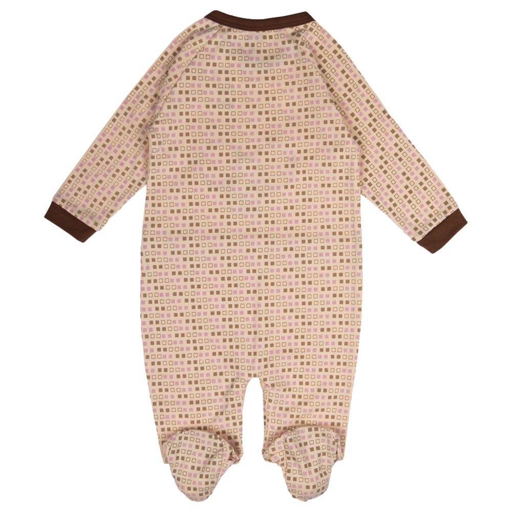 Babies Basic - 100% Cotton Long Sleeves Footed Sleepsuit - Brown