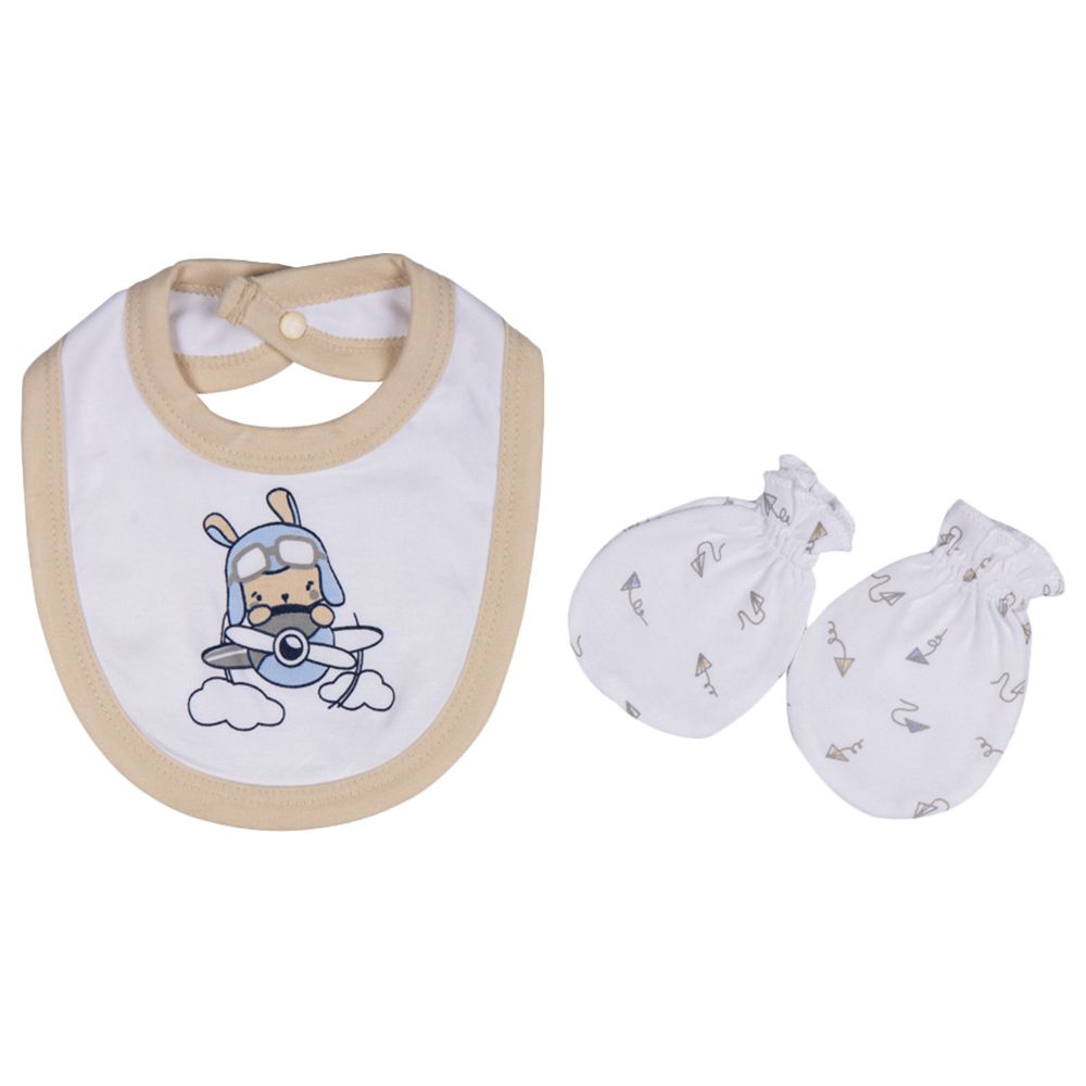 Babies Basic - 5pc-Set - Unisex 100% Cotton Gift Set - Brown/White