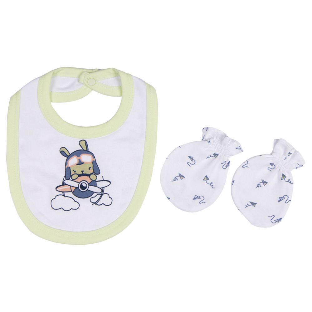 Babies Basic - 5pc-Set - Unisex 100% Cotton Gift Set - Green/White