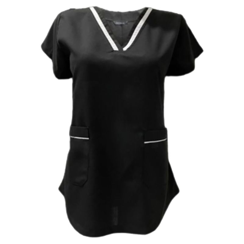 Veronica - 2pc-Set - V-Neck Scrub Uniform w/ 2 Pockets - Black