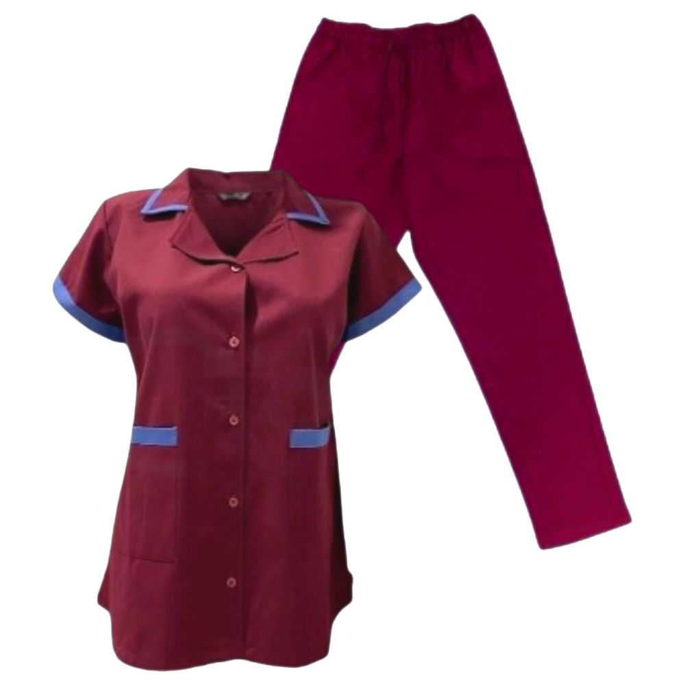 Veronica - 2pc-Set -Poly Viscose Scrub Set For Ladies - Maroon