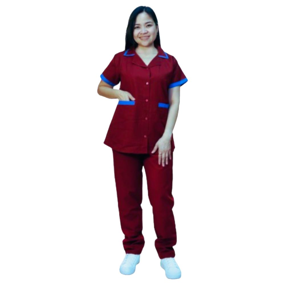 Veronica - 2pc-Set -Poly Viscose Scrub Set For Ladies - Maroon