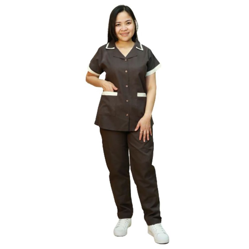 Veronica - 2pc-Set -Poly Viscose Scrub Set For Ladies - Dark Brown