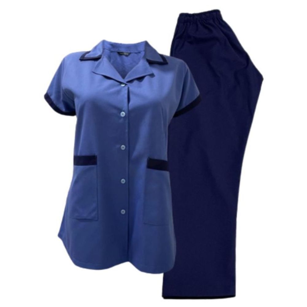 Veronica - 2pc-Set - Ladies Housekeeper Scrub Set - Blue/Navy