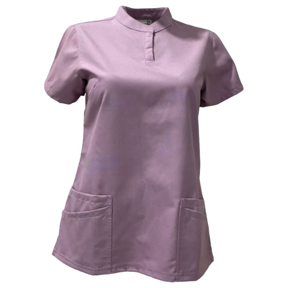 Veronica - 2pc-Set - Women Poly Viscose Chinese Collar Scrub Set - Purple