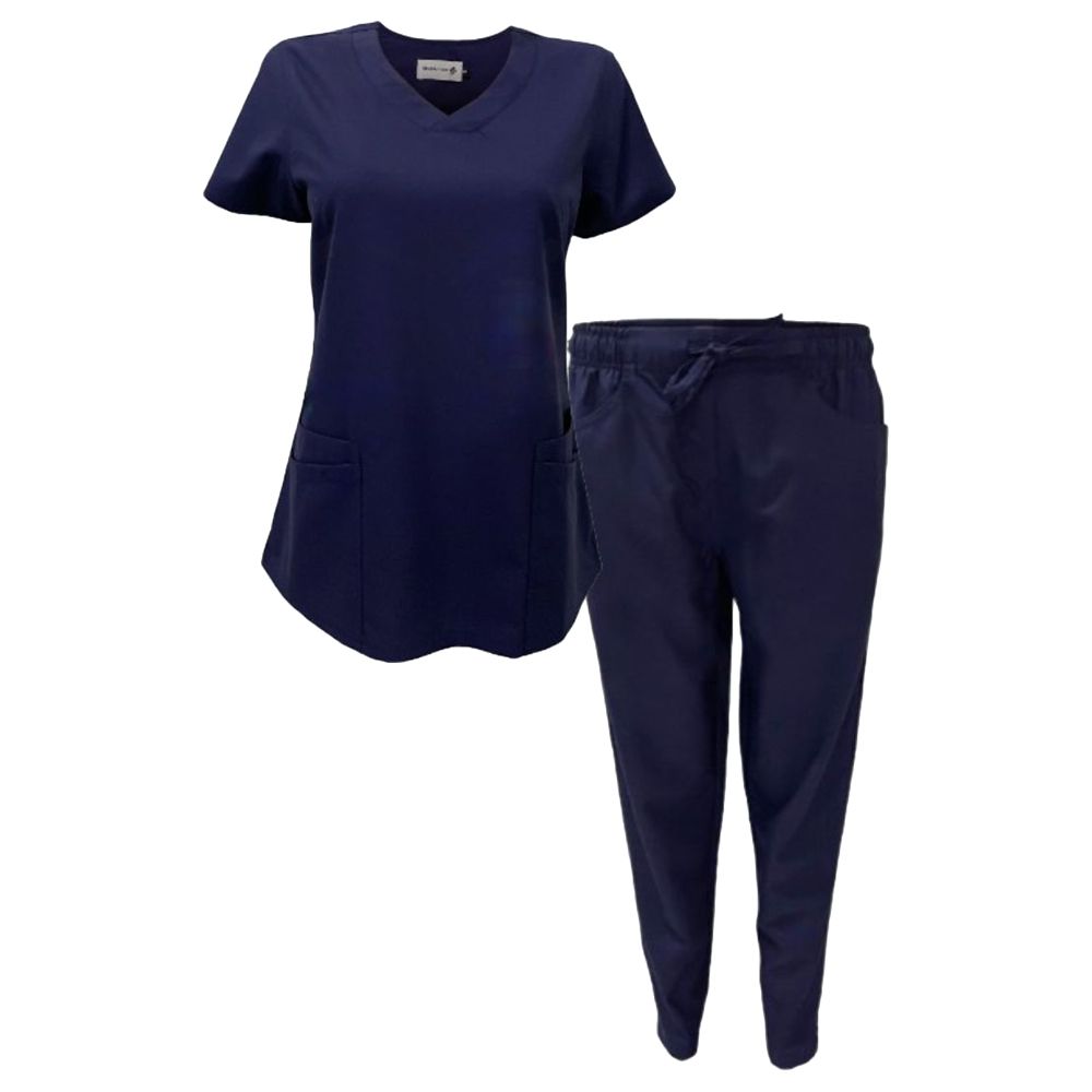 Veronica - Med Armour - 2pc-Set - Ladies V-Neck Scrub Uniform - Navy