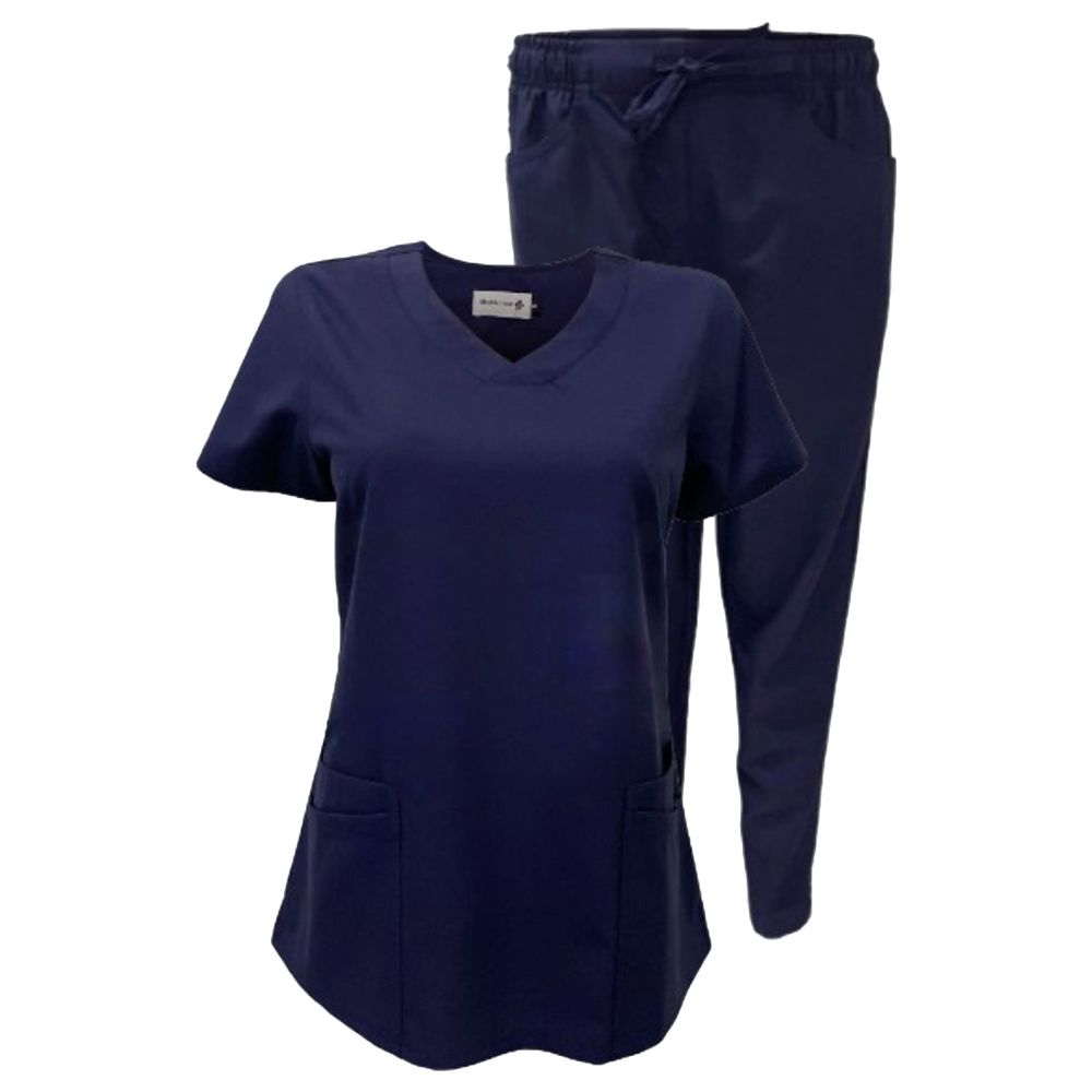 Veronica - Med Armour - 2pc-Set - Ladies V-Neck Scrub Uniform - Navy