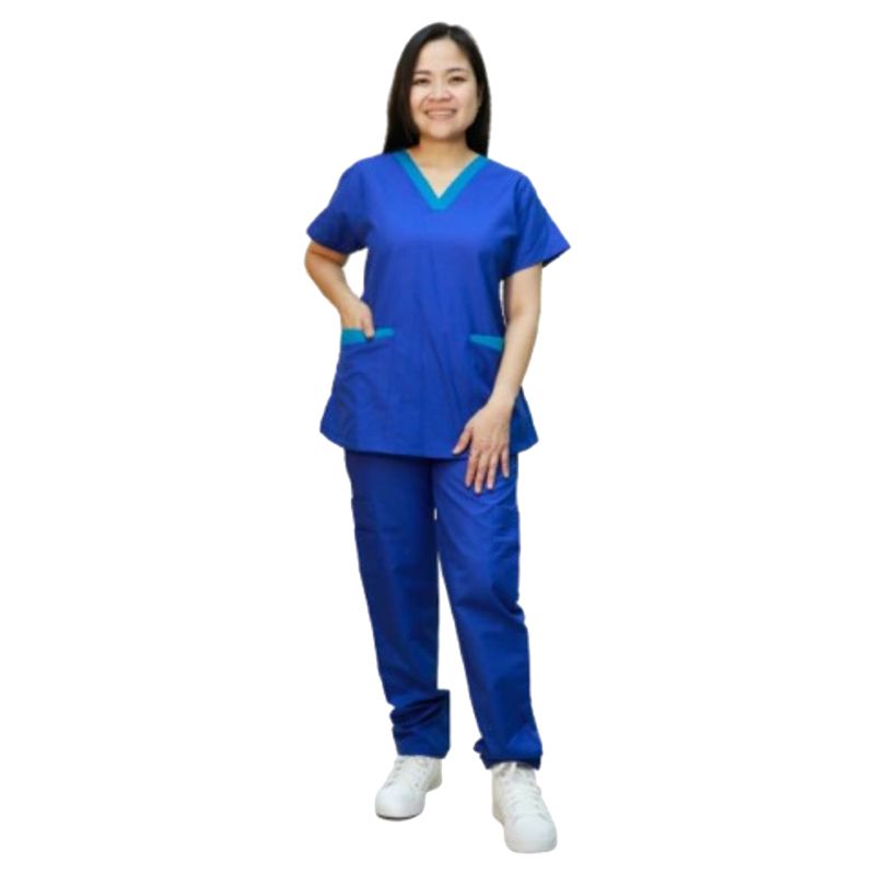 Veronica - 2pc-Set - Scrub Set Uniform w/ Contrast Patch - Blue/Green