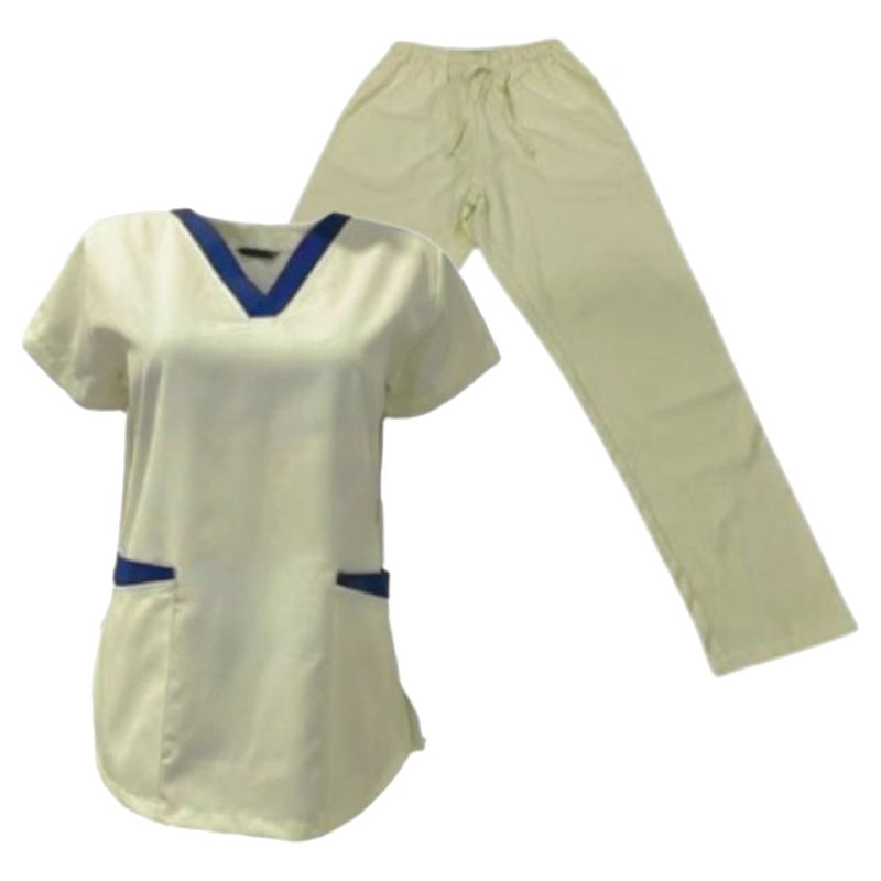 Veronica - 2pc-Set - Scrub Set Uniform w/ Contrast Patch - Off White