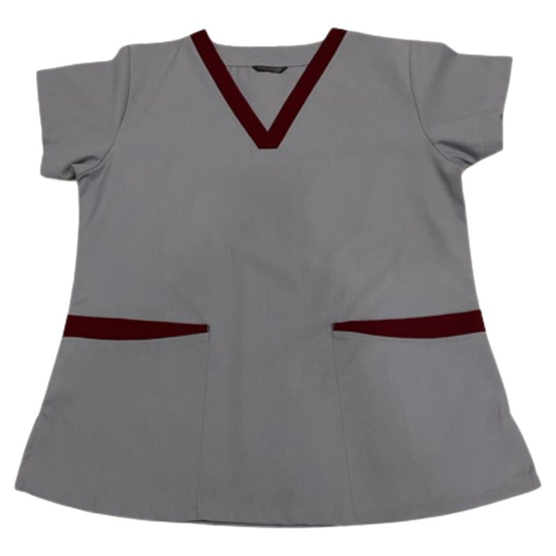 Veronica - 2pc-Set - Scrub Set Uniform w/ Contrast Patch - Light Grey