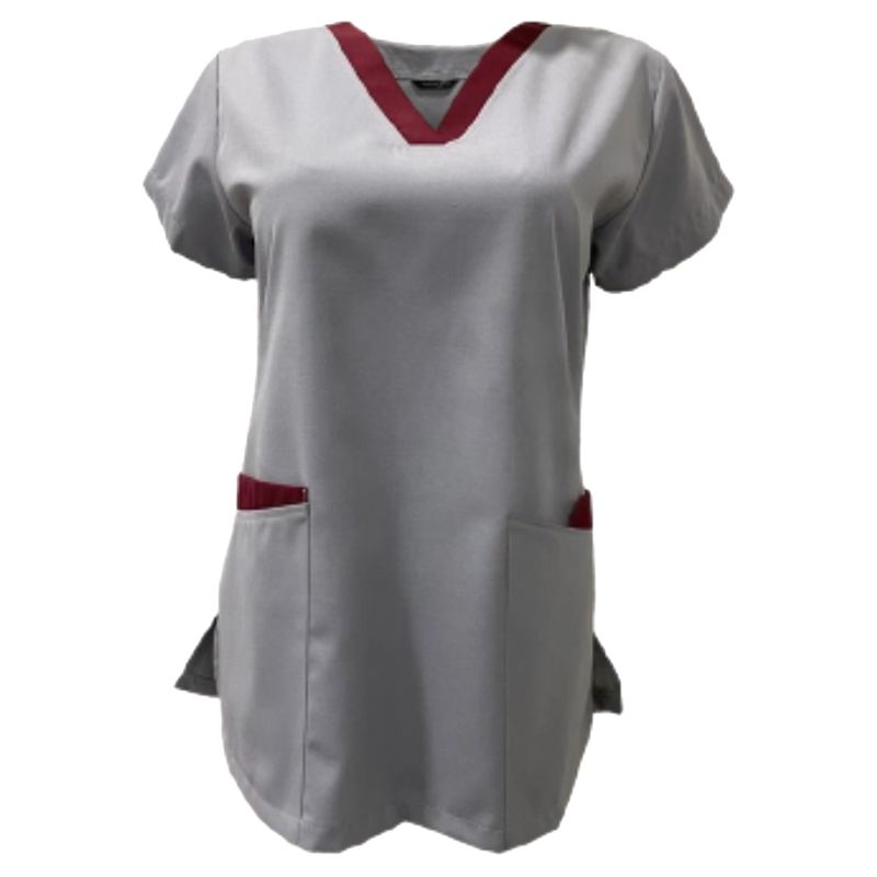 Veronica - 2pc-Set - Scrub Set Uniform w/ Contrast Patch - Light Grey