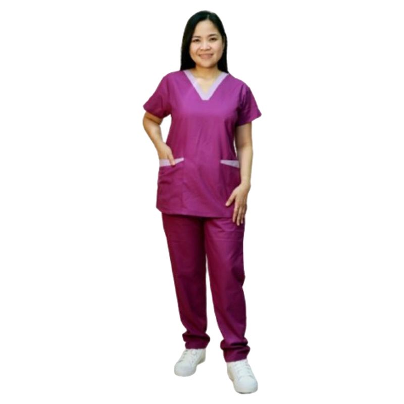 Veronica - 2pc-Set - Scrub Set Uniform w/ Contrast Patch - Violet