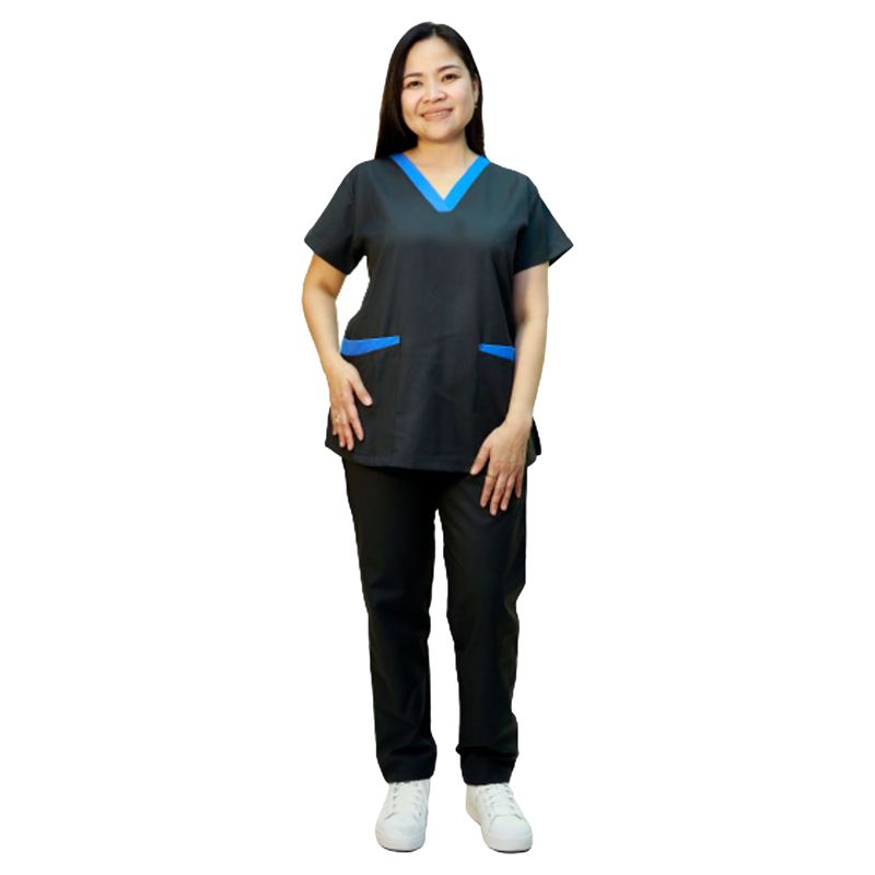 Veronica - 2pc-Set - Scrub Set Uniform w/ Contrast Patch - Charcoal