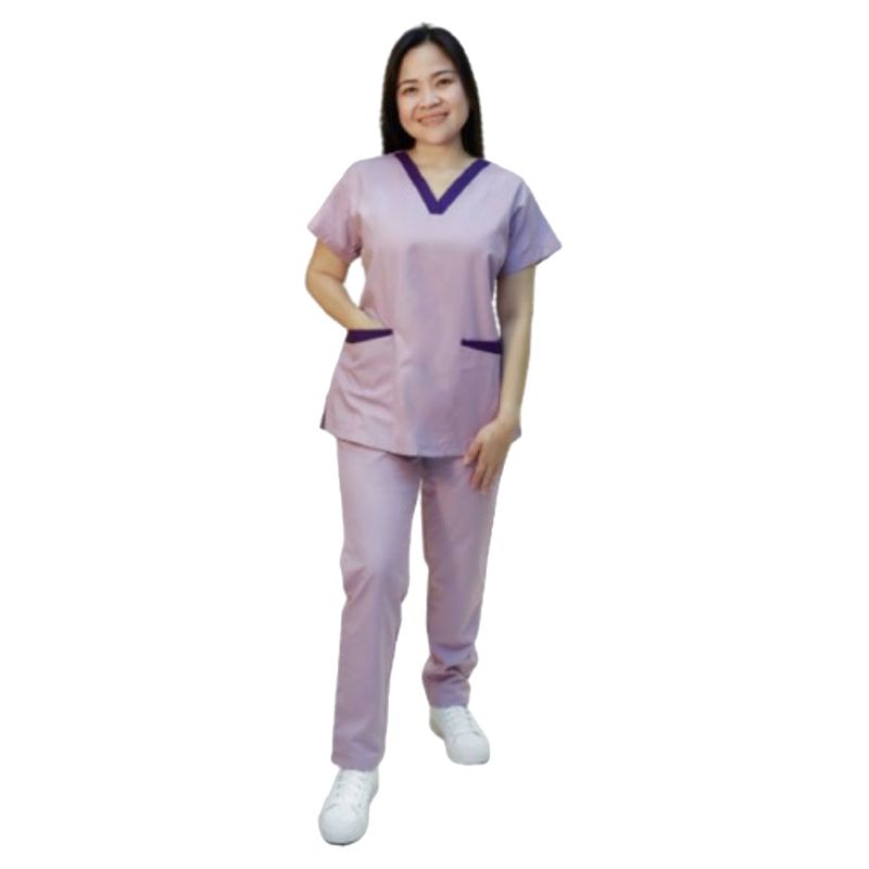 Veronica - 2pc-Set - Scrub Set Uniform w/ Patch - Light Purple