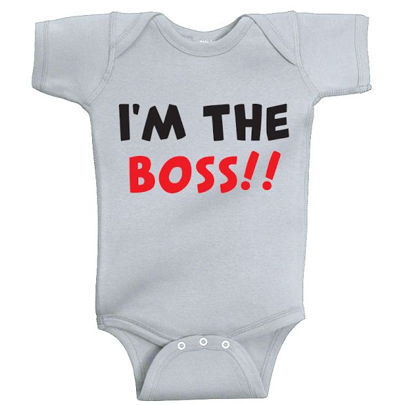 Twinkle Hands I Am The Boss Baby Onesie, Grey