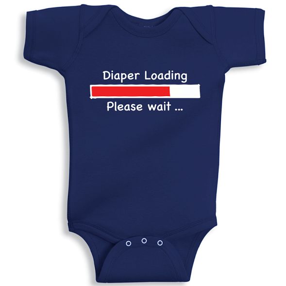 Twinkle Hands Diaper Loading Baby Onesie, Navy Blue