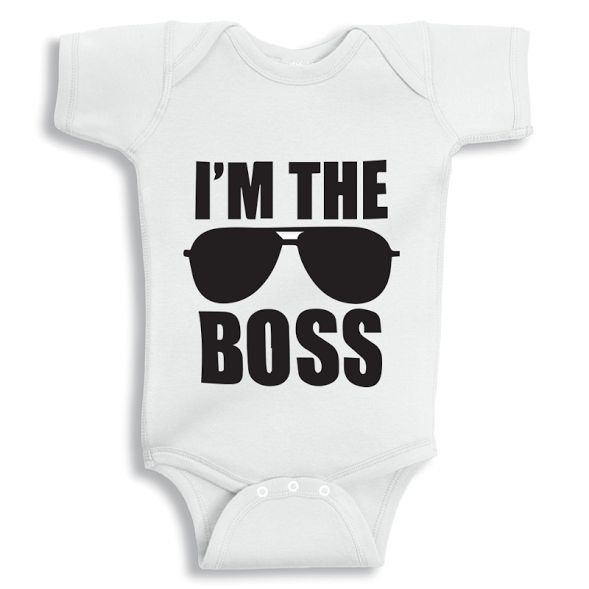 Twinkle Hands I'm The Boss Baby Onesie, White