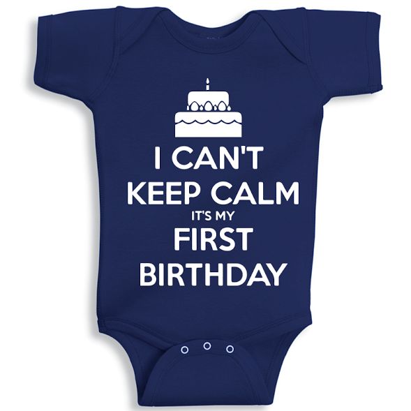 Twinkle Hands First Birthday Baby Onesie, Blue 