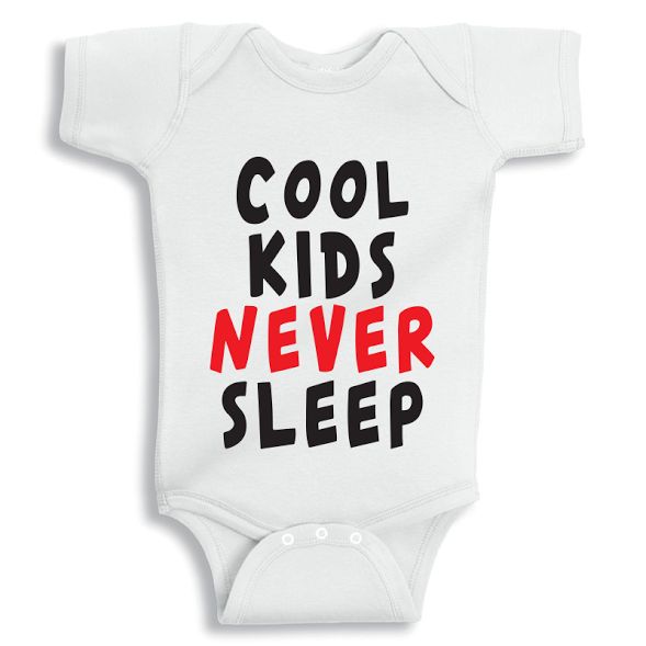 Twinkle Hands Cool Kids Never Sleep Baby Onesie 