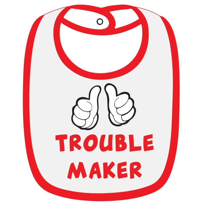 Twinkle Hands Trouble Maker Baby Bib, White/Red