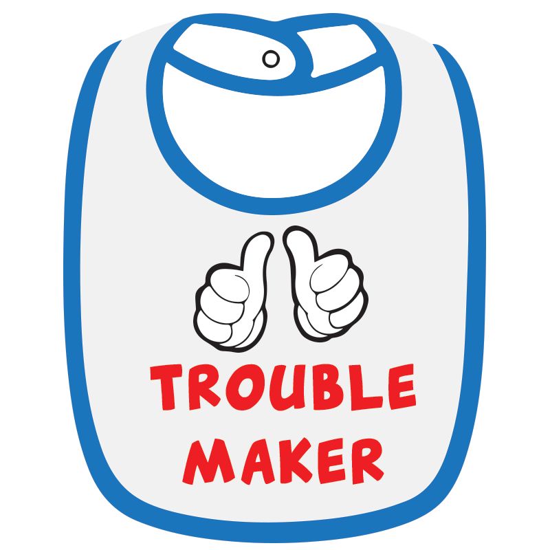 Twinkle Hands Trouble Maker Baby Bib, White/Blue