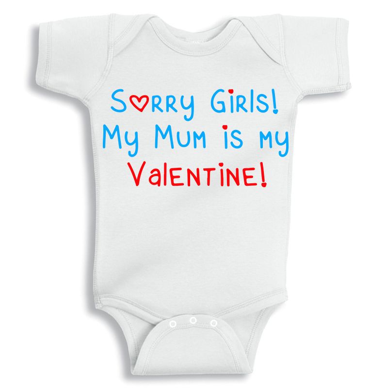 Twinkle Hands Sorry Girls My mom is my Valentine Baby Onesie