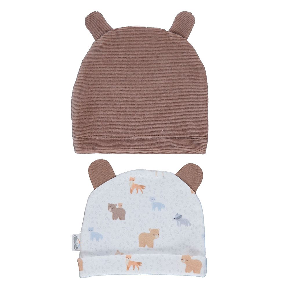 Bebetto - 2pc-Set - Baby Boy Cap - Brown/White