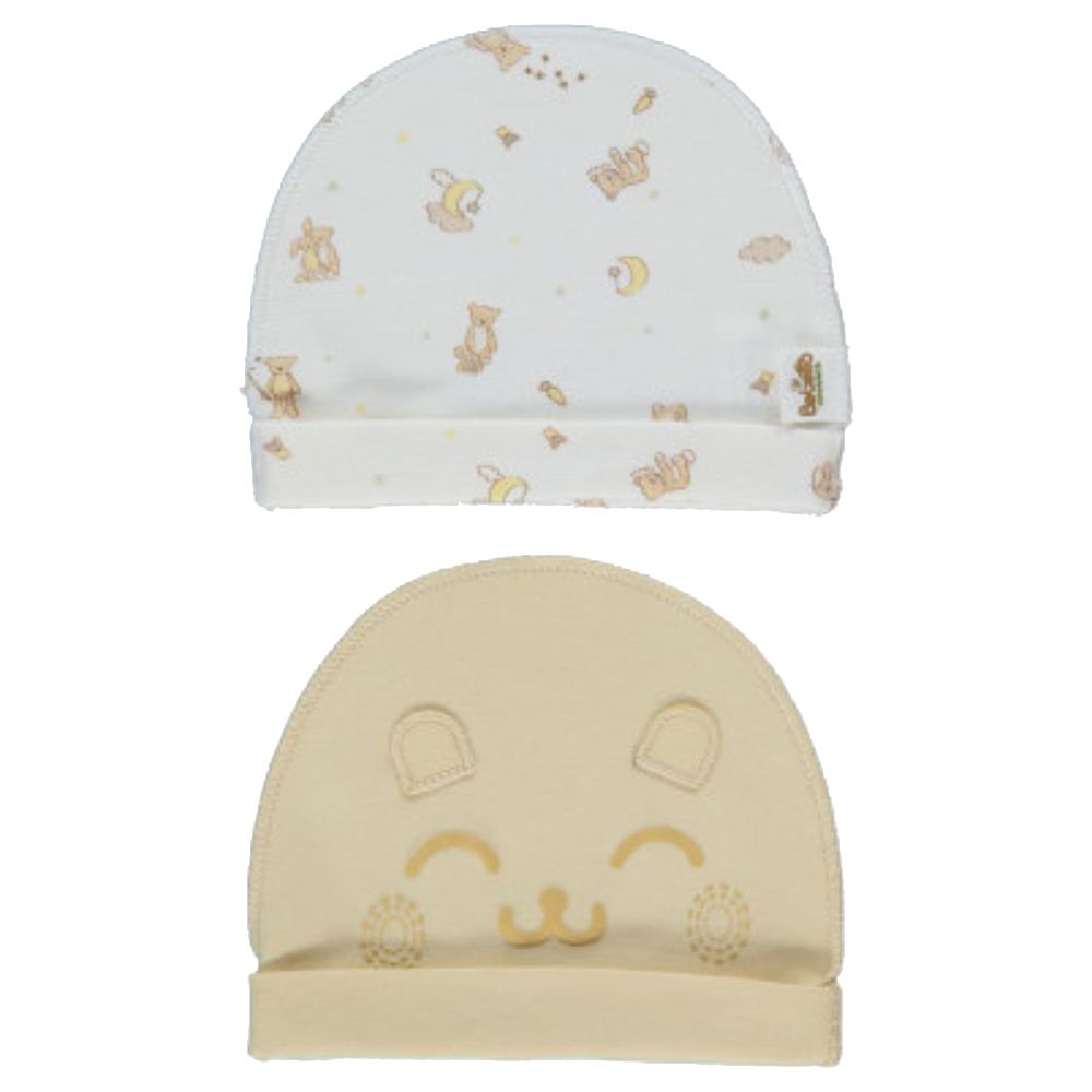 Bebetto - 2pc-Set - Baby Girls Cap - Beige/White