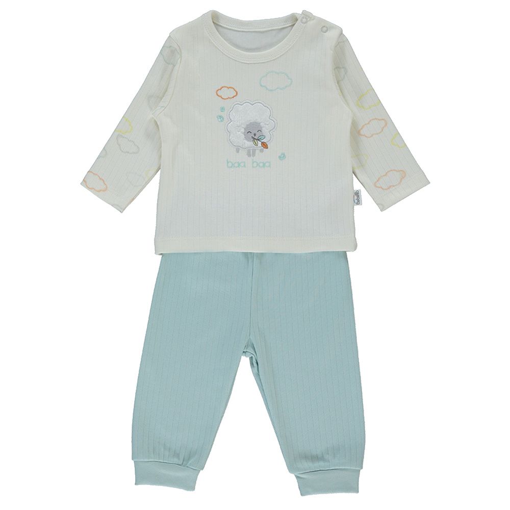 Bebetto - 2pc-Set - Baby Boy Pyjama Set - Mint/White