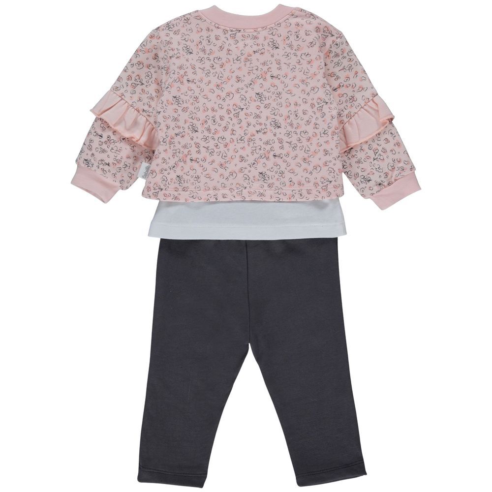 Bebetto - 3pc-Set - Baby Girls Jacket, T-Shirt & Pants - Salmon