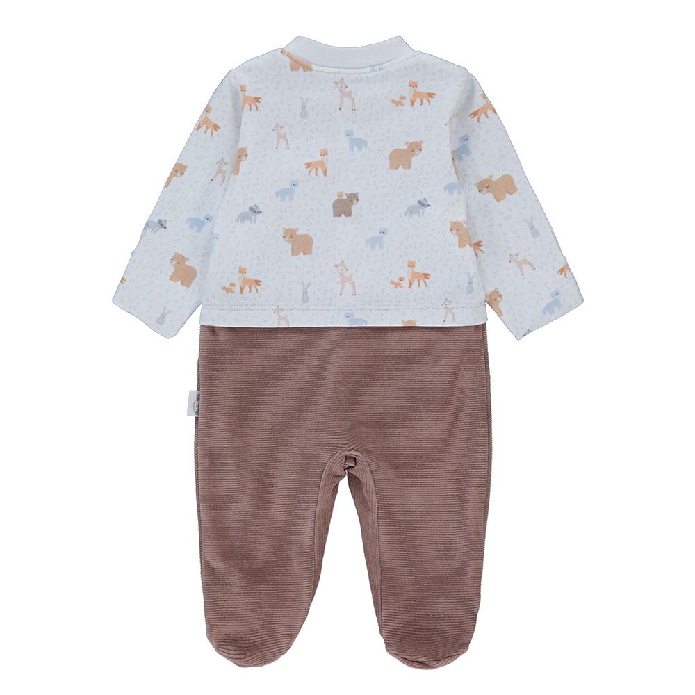 Bebetto - Baby Boy Sleepsuit - Brown/White