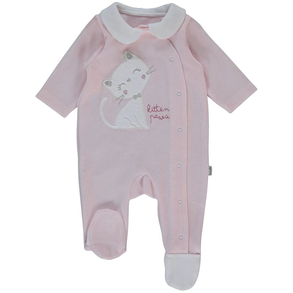 Bebetto - Baby Girls Velvet Footie Sleepsuit - Pink