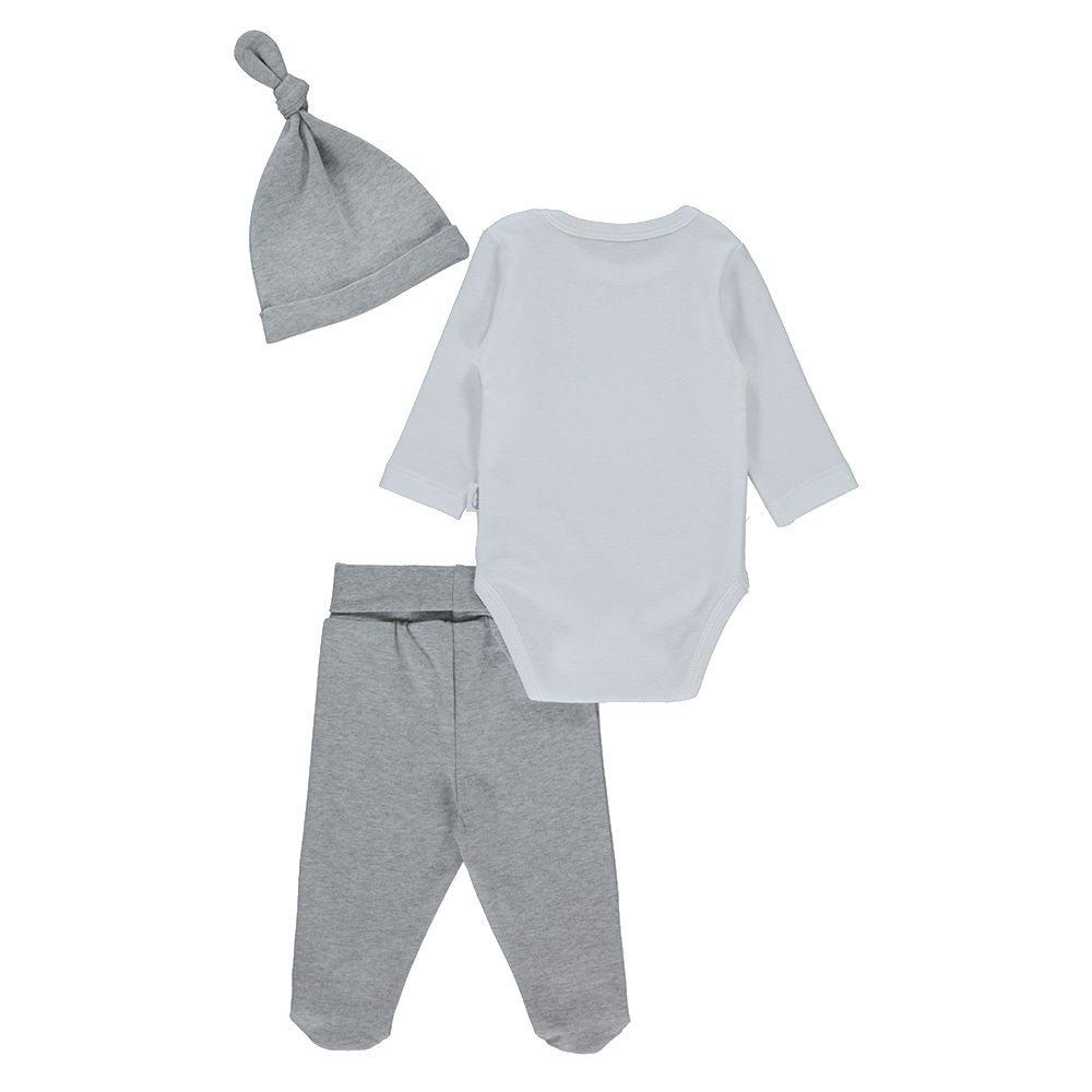 Bebetto - 3pc-Set - Baby Boy Bodysuit Set - Grey/White