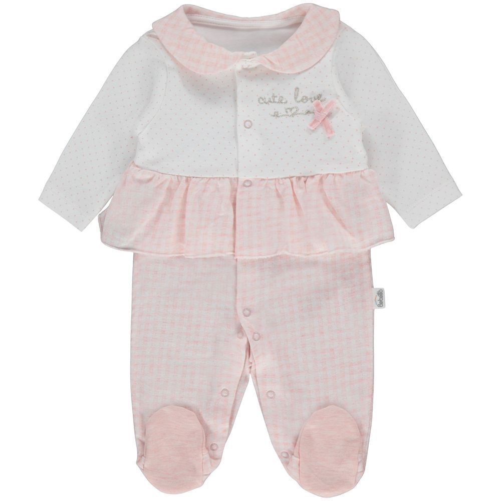 Bebetto - Baby Girl's Cute Love Sleepsuit - White