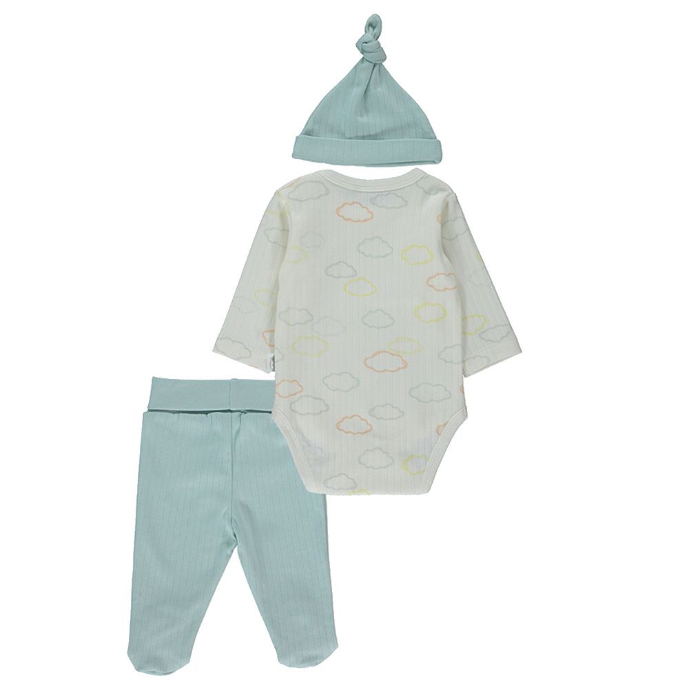 Bebetto - 3pc-Set - Baby Boy Bodysuit Set - Mint/White