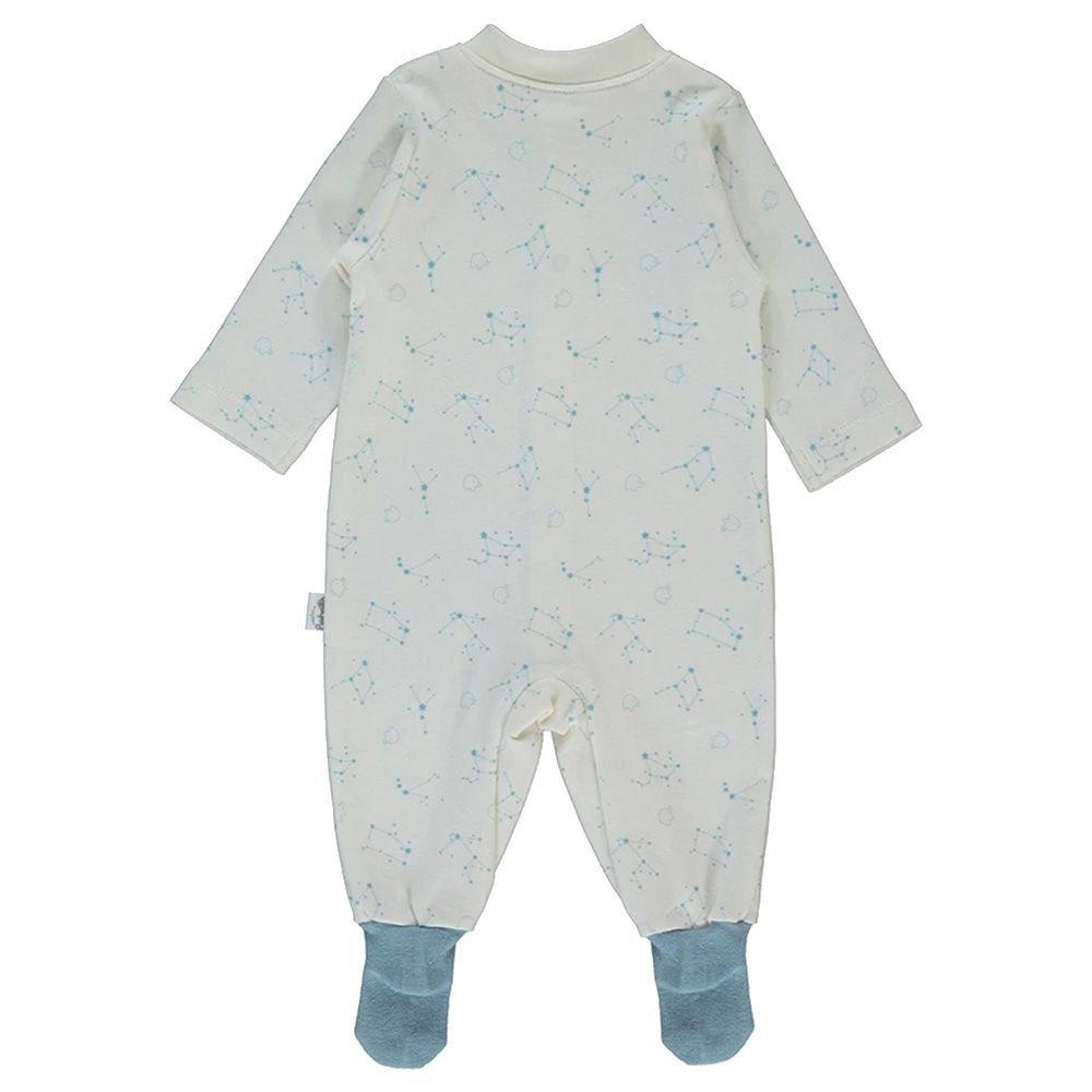 Bebetto - Baby Boy Romper w/ Attached Socks - Blue/White