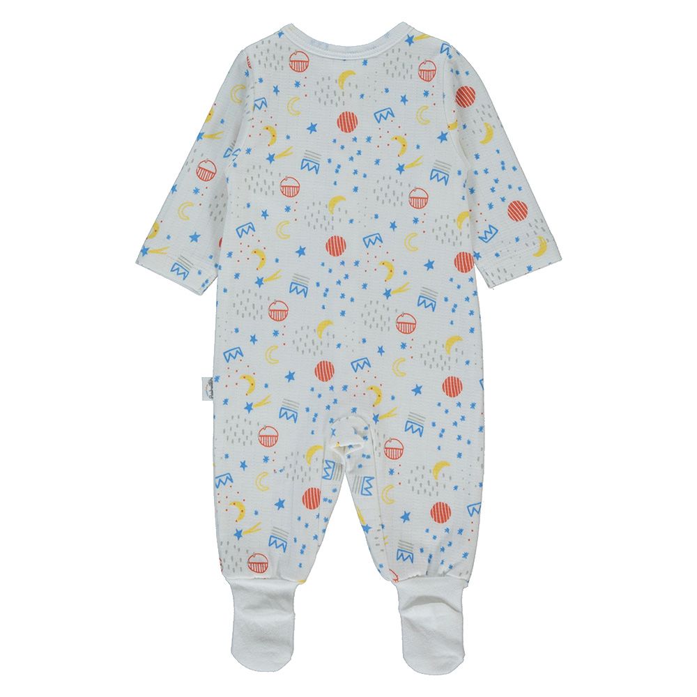 Bebetto - Baby Boy Romper w/ Attached Socks - Ecru