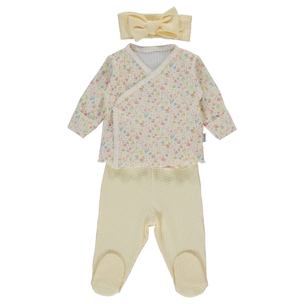 Bebetto - 3pc-Set - Baby Girls Layette Set - Yellow/White