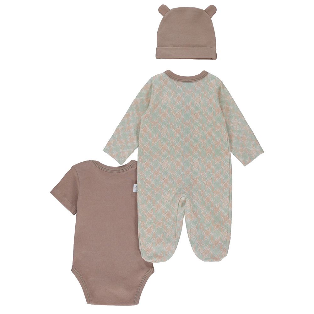 Bebetto - 3pc-Set - Baby Boy Romper Set - Brown