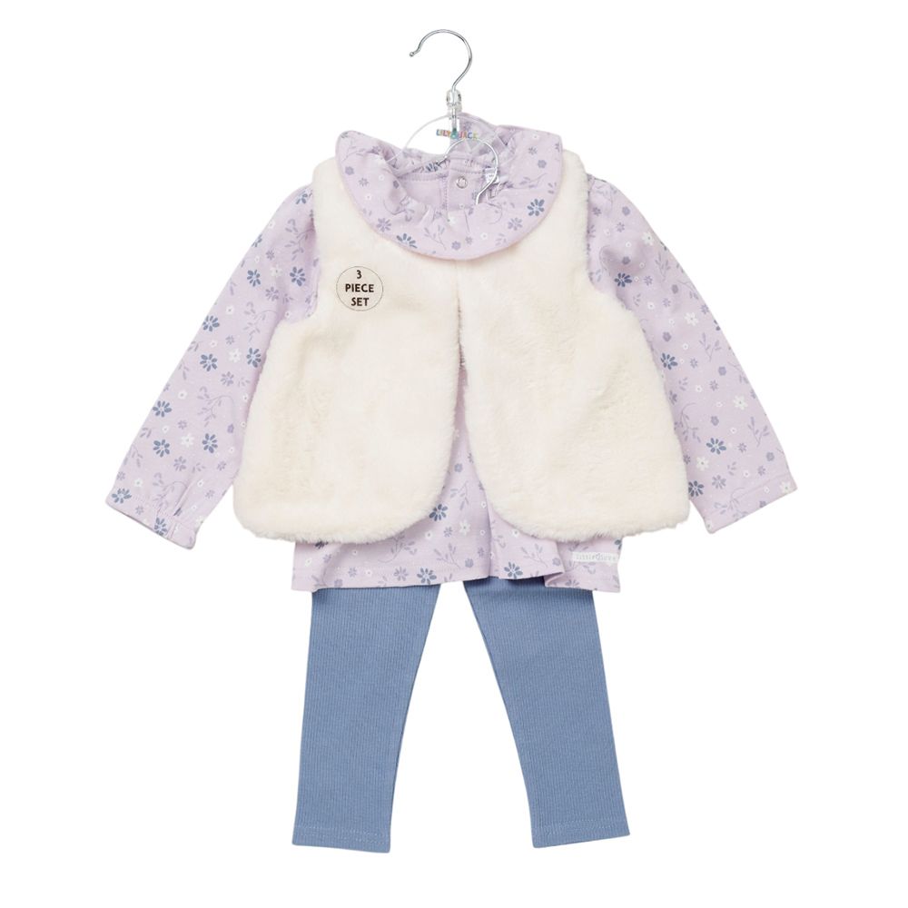 Lily & Jack - 3pc-Set - Baby Girl Top w/ Pants & Waist Coat - Blue/White