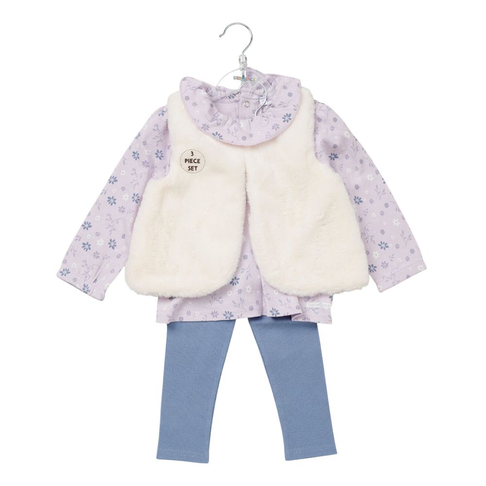 Lily & Jack - 3pc-Set - Girl's Top w/ Pants & Waist Coat - Blue/White