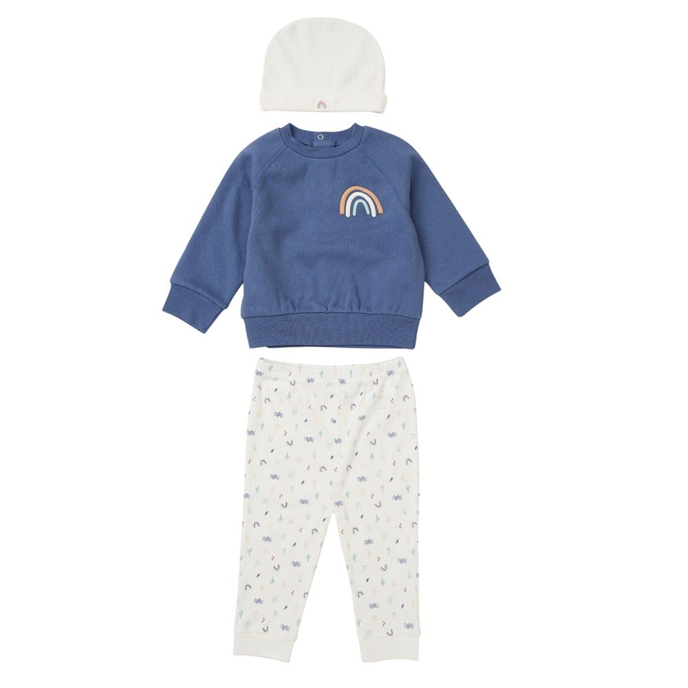 Lily & Jack - 3pc-Set - Baby Boy Sweatshirt w/ Jogger - Blue/White