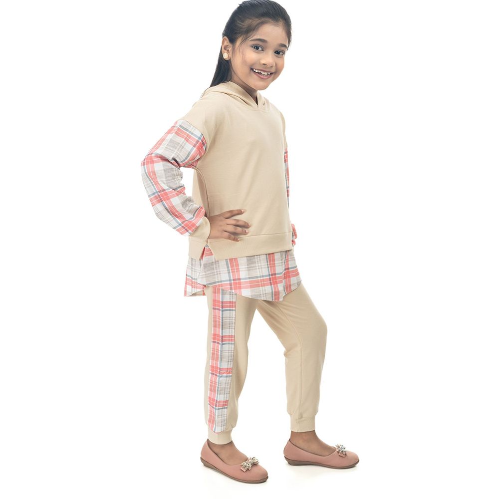 Genius - 2pc-Set - Girl Hooded Neck Sweatshirt w/ Jogger - Ivory