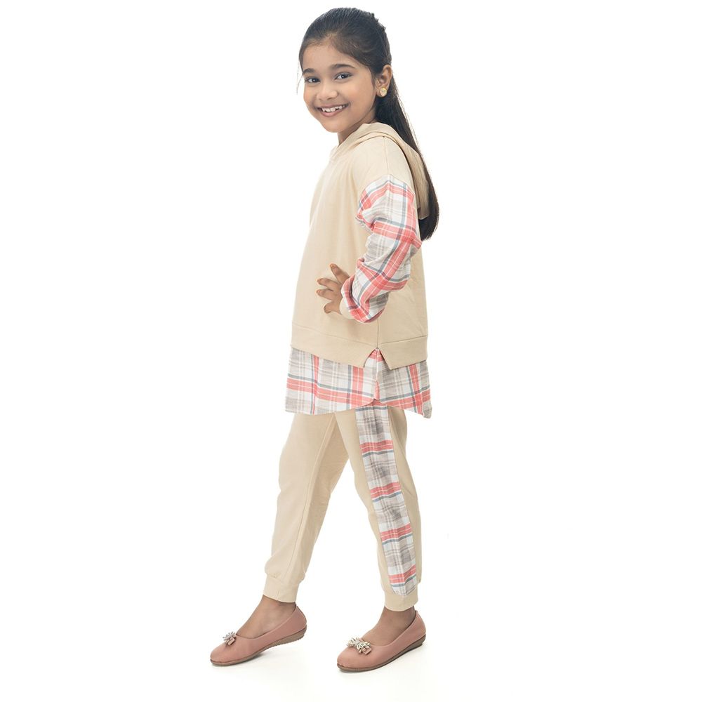 Genius - 2pc-Set - Girl Hooded Neck Sweatshirt w/ Jogger - Ivory