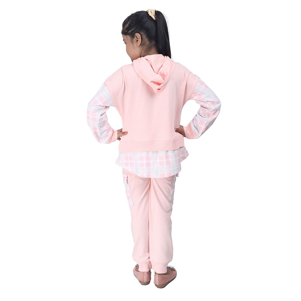 Genius - 2pc-Set - Girl Hood Sweatshirt w/ Jogger - Peach