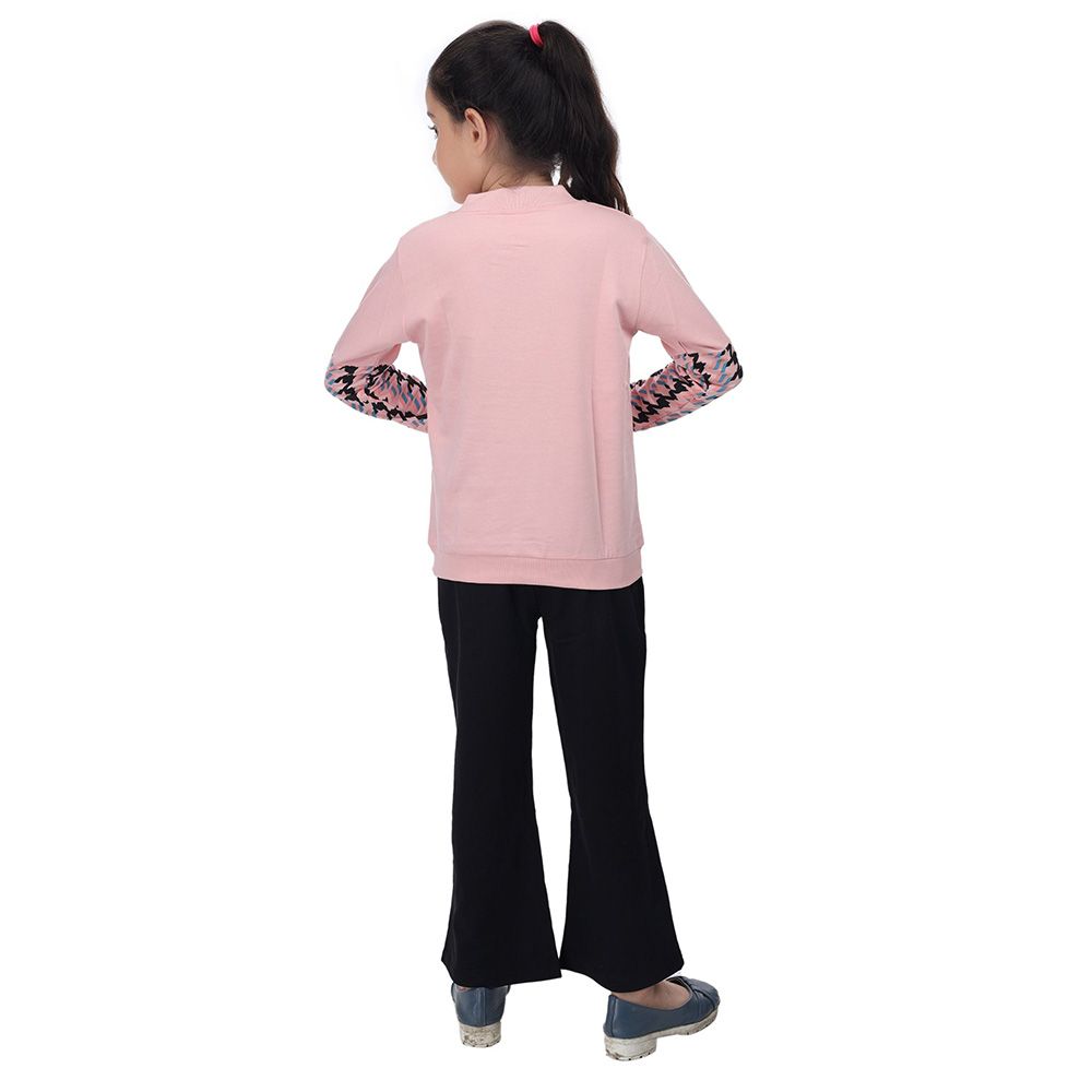 Genius - 2pc-Set - Girl Henley Neck Sweatshirt w/ Jogger - Peach/Black