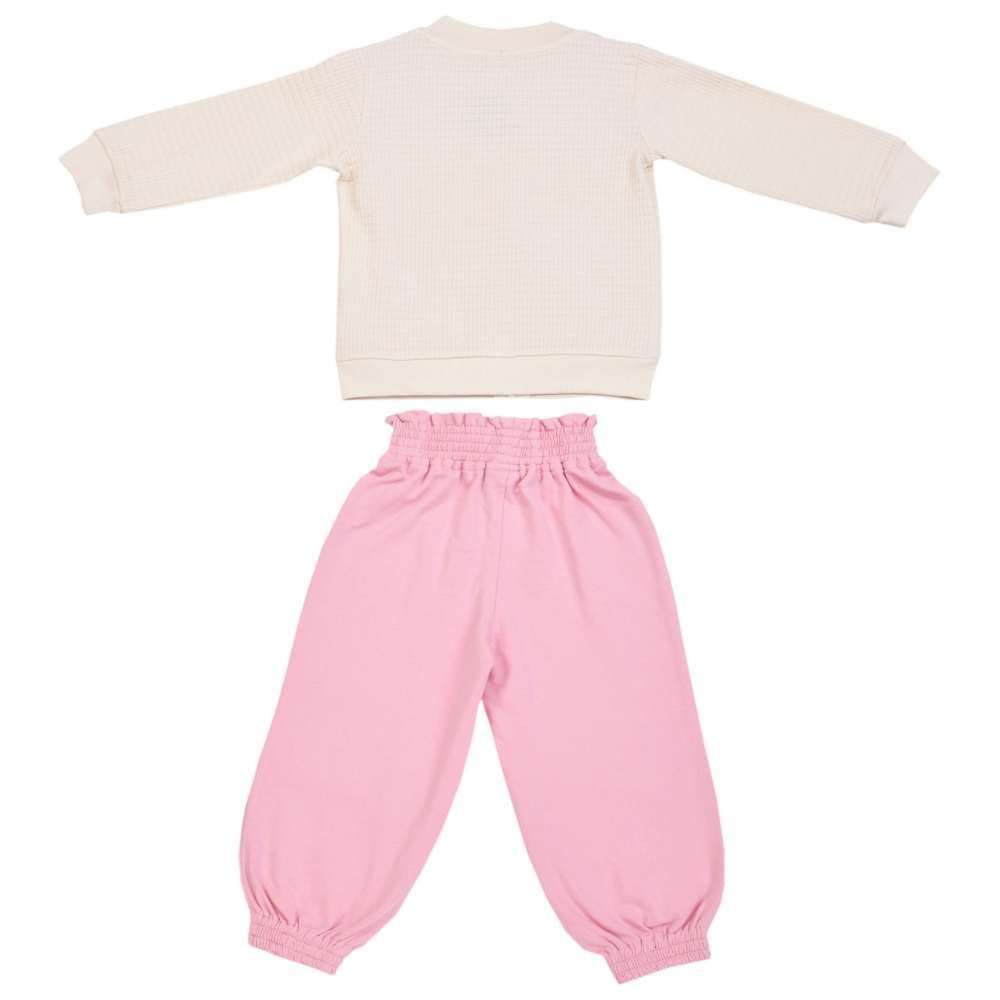 Smart Baby - 3pc-Set - Baby Girls Jacket & Inner w/ Jogger - Cream/Pink