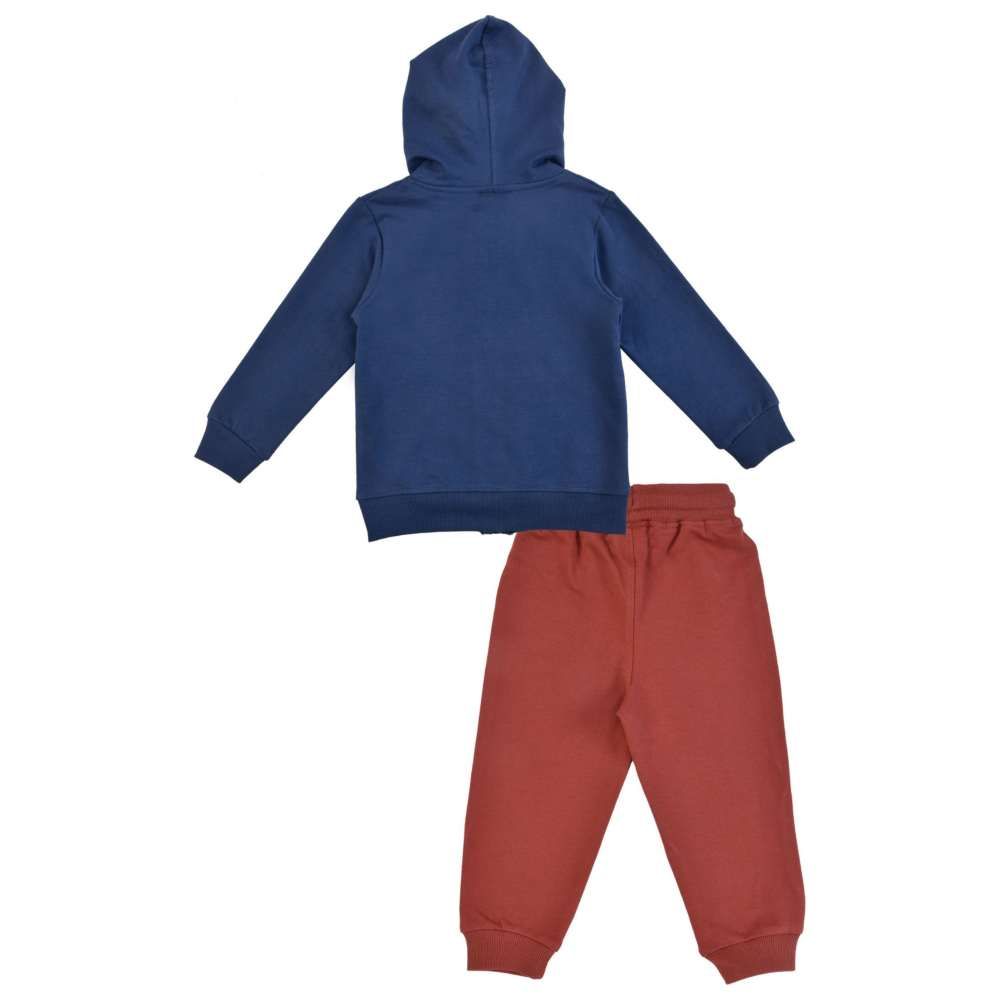 Smart Baby - 3pc-Set - Baby Boy Hooded Jacket w/ T-Shirt & Jogger - Navy Blue/Red